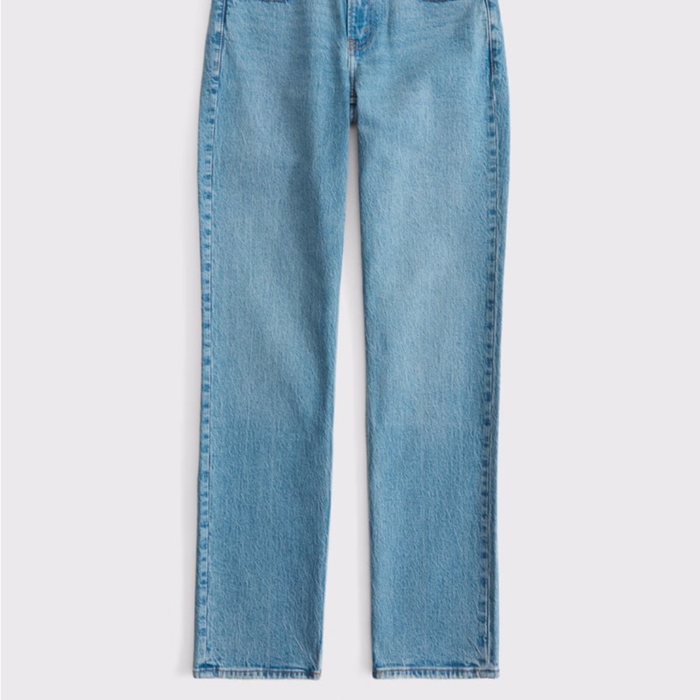 Abercrombie mid rise straight leg jeans in medium wash